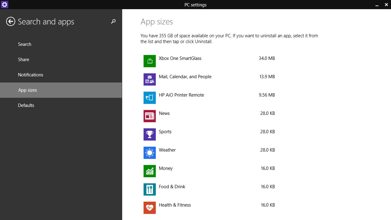 Windows 8 App Sizes