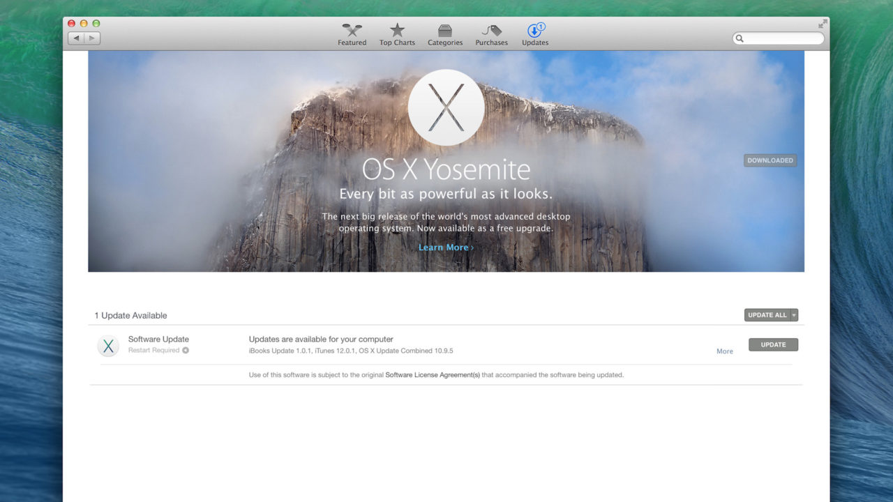 mac app store os x yosemite update banner