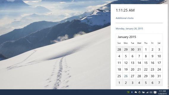 Windows 10 TP2 Enable the New Clock and Calendar Design