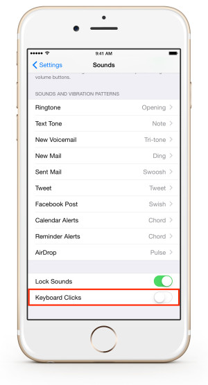 iphone disable keyboard clicks