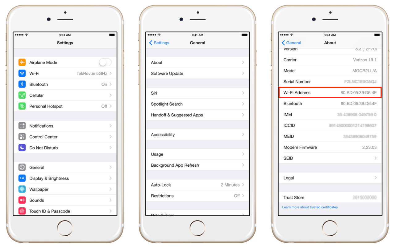 locating the mac address on an ipad