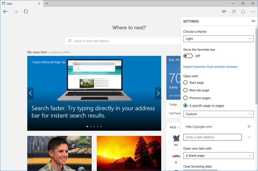 microsoft edge open with google