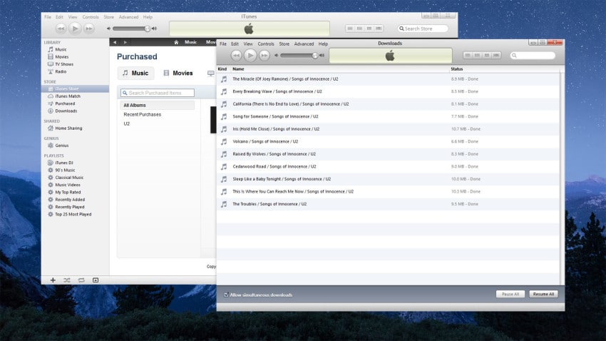 itunes 10 separate download window