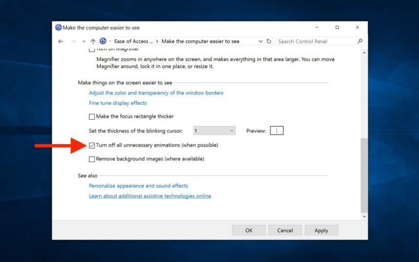 disable windows 10 animations