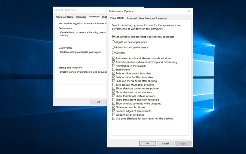 disable windows 10 animations custom