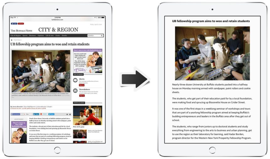 safari reader before after ipad