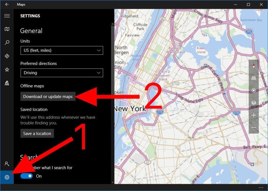 windows 10 maps settings