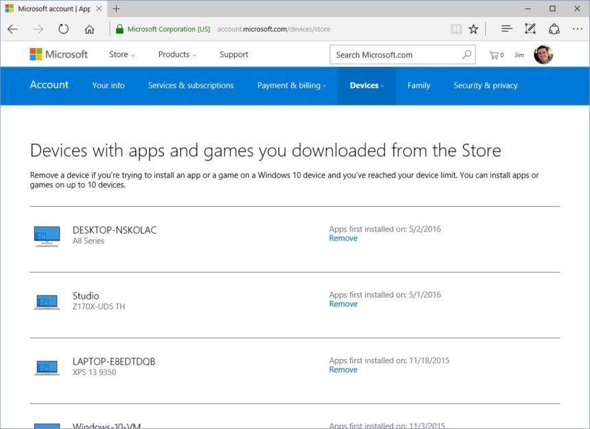 microsoft account apps games devices