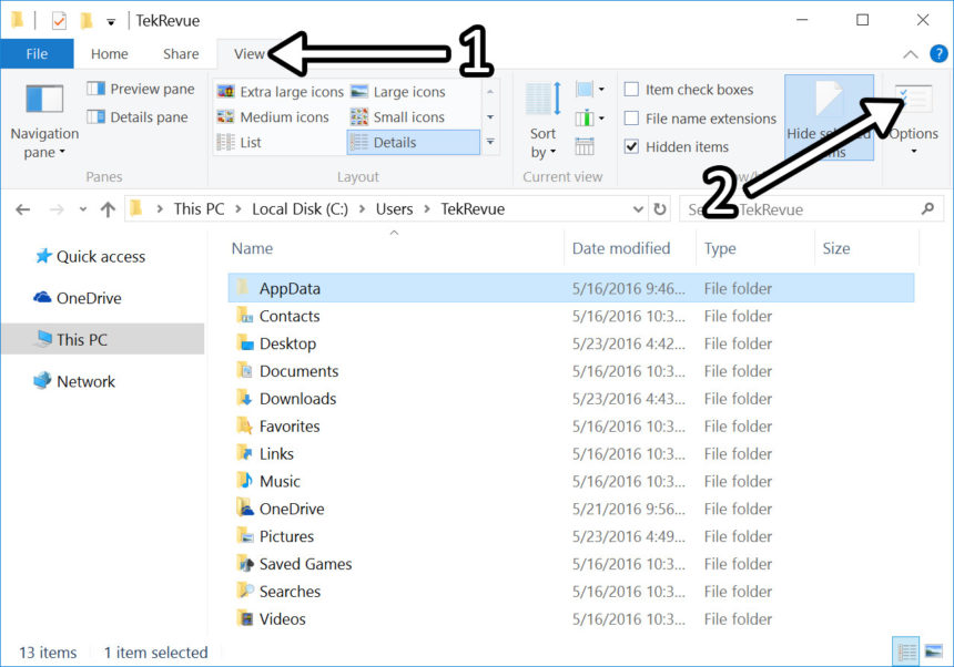 windows 10 show hidden files