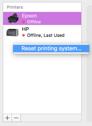 Reset Printing System