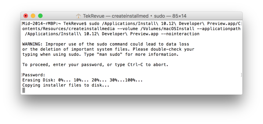 create macos sierra usb installer terminal