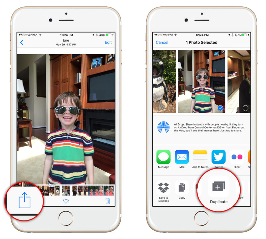 duplicate photo ios