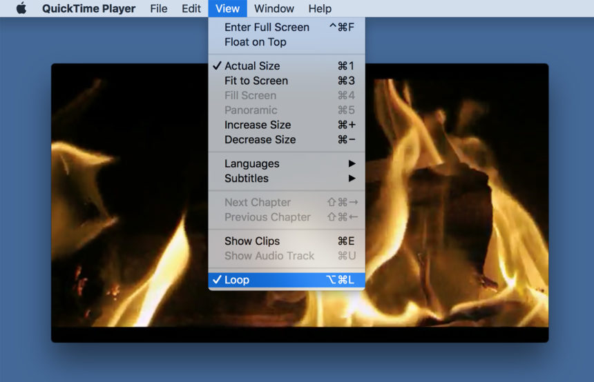 quicktime loop enabled
