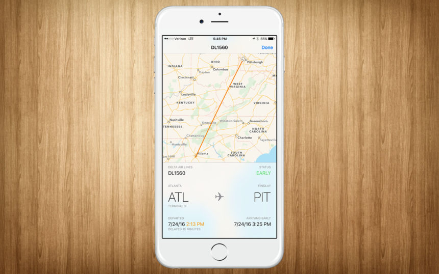 iphone flight info