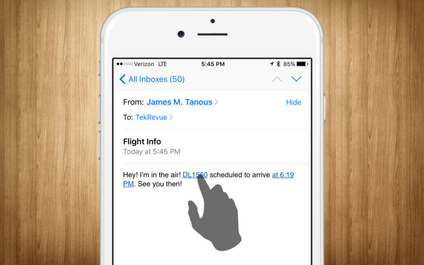 iphone flight info email
