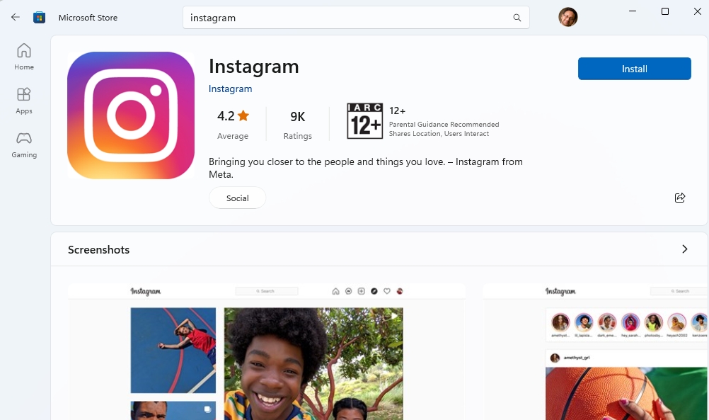 Instagram App On Microsoft Store