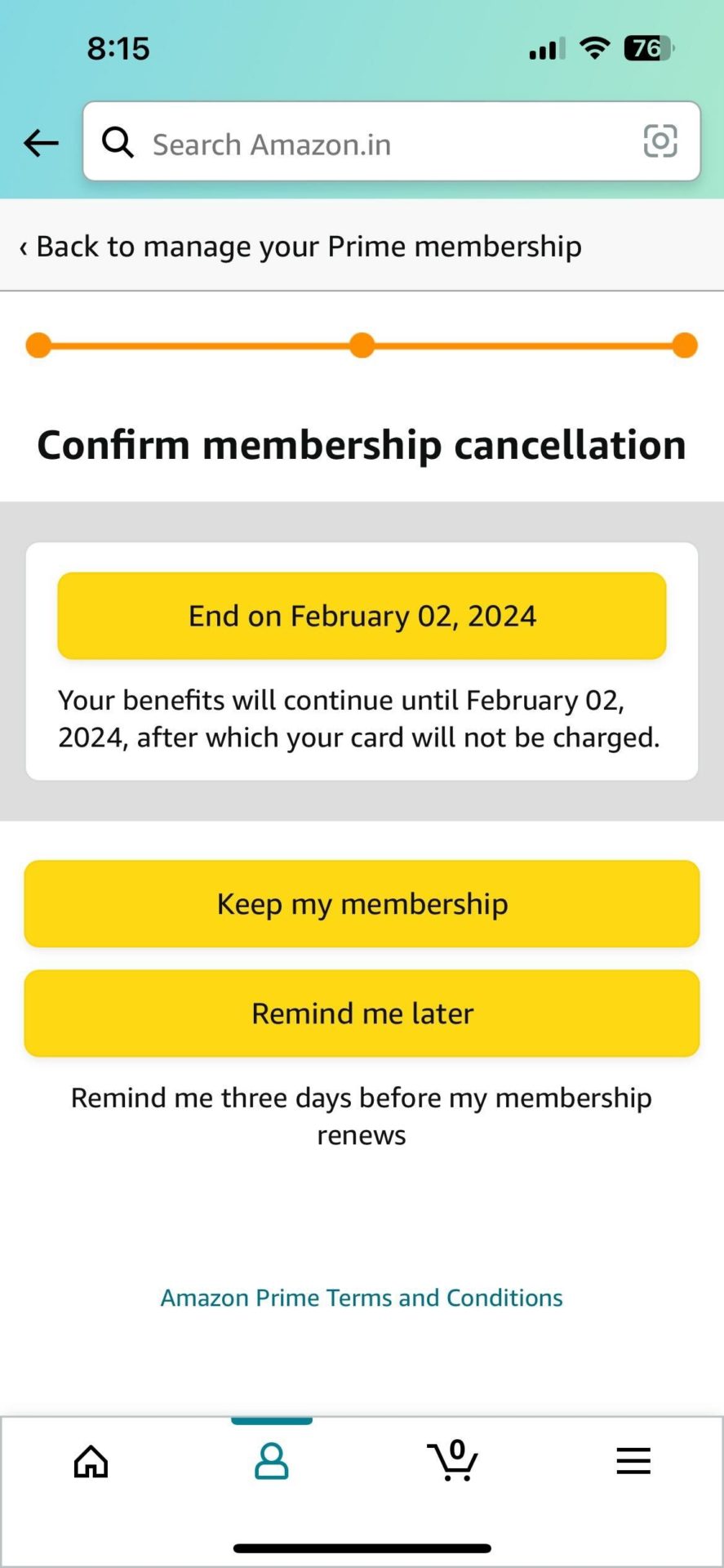 Amazon End Membership on
