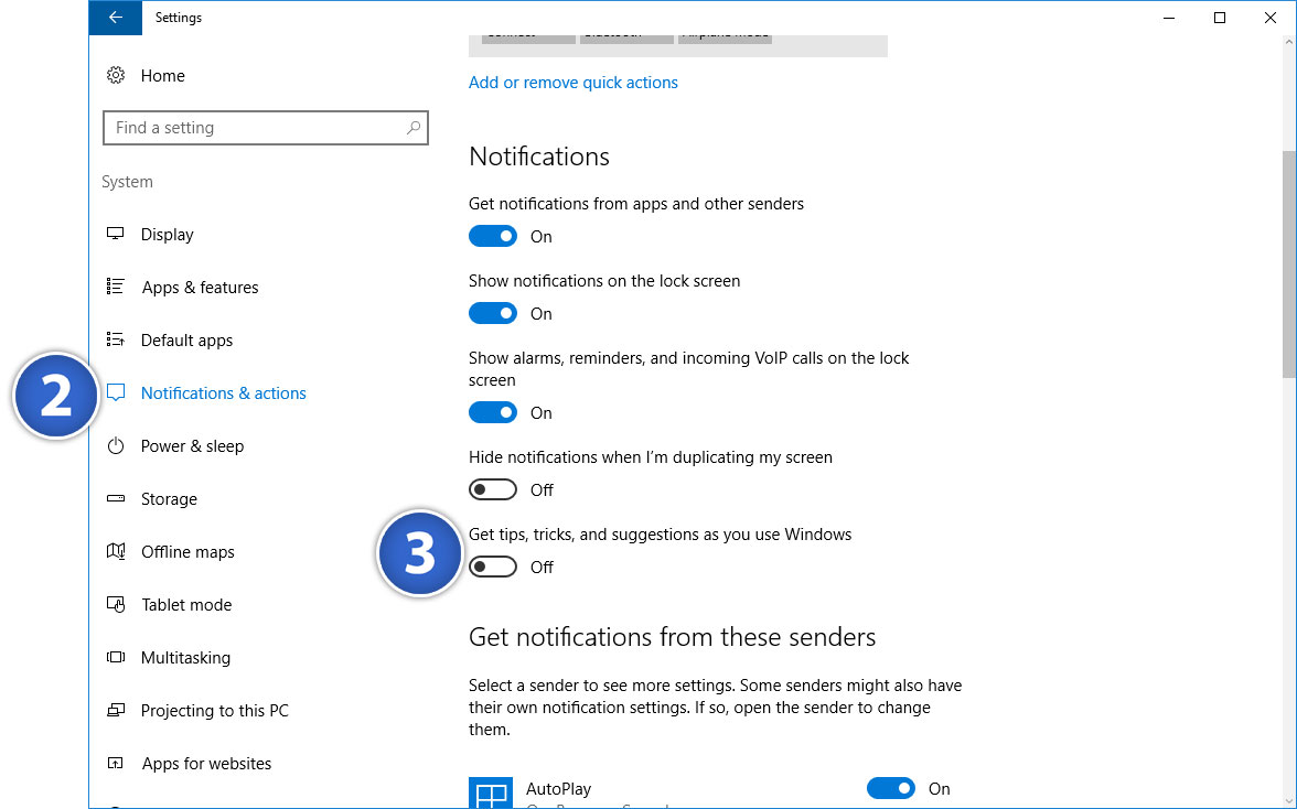 How To Turn Off Windows 10 Tips Tricks And Suggestions Pop Ups