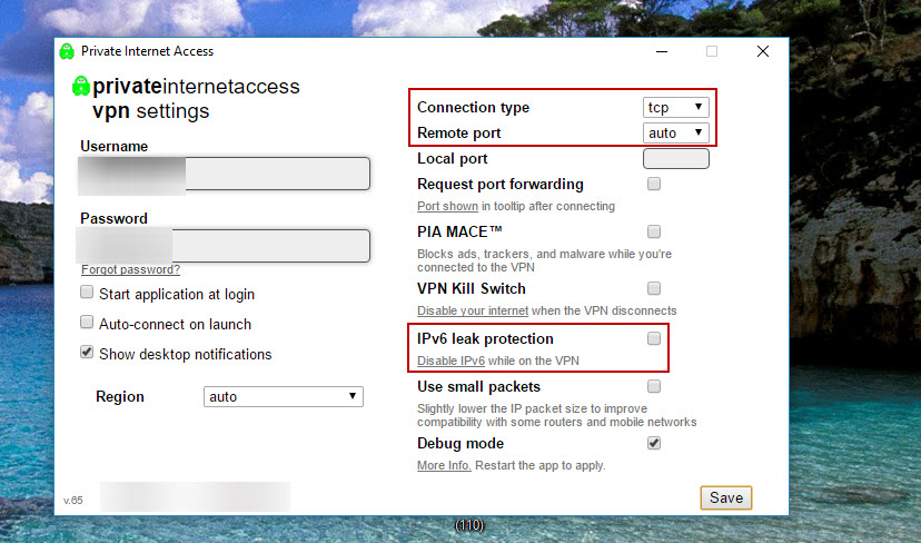 PIA TCP/IPV6