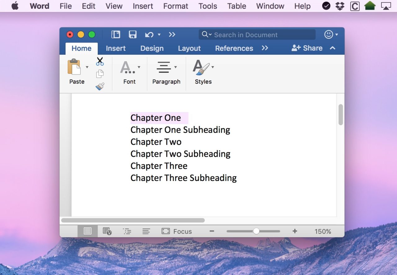 How To Create A Table Of Contents In Word 2016 For Mac