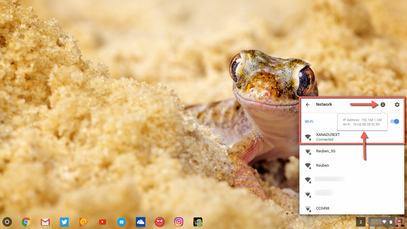 Info button Chromebook