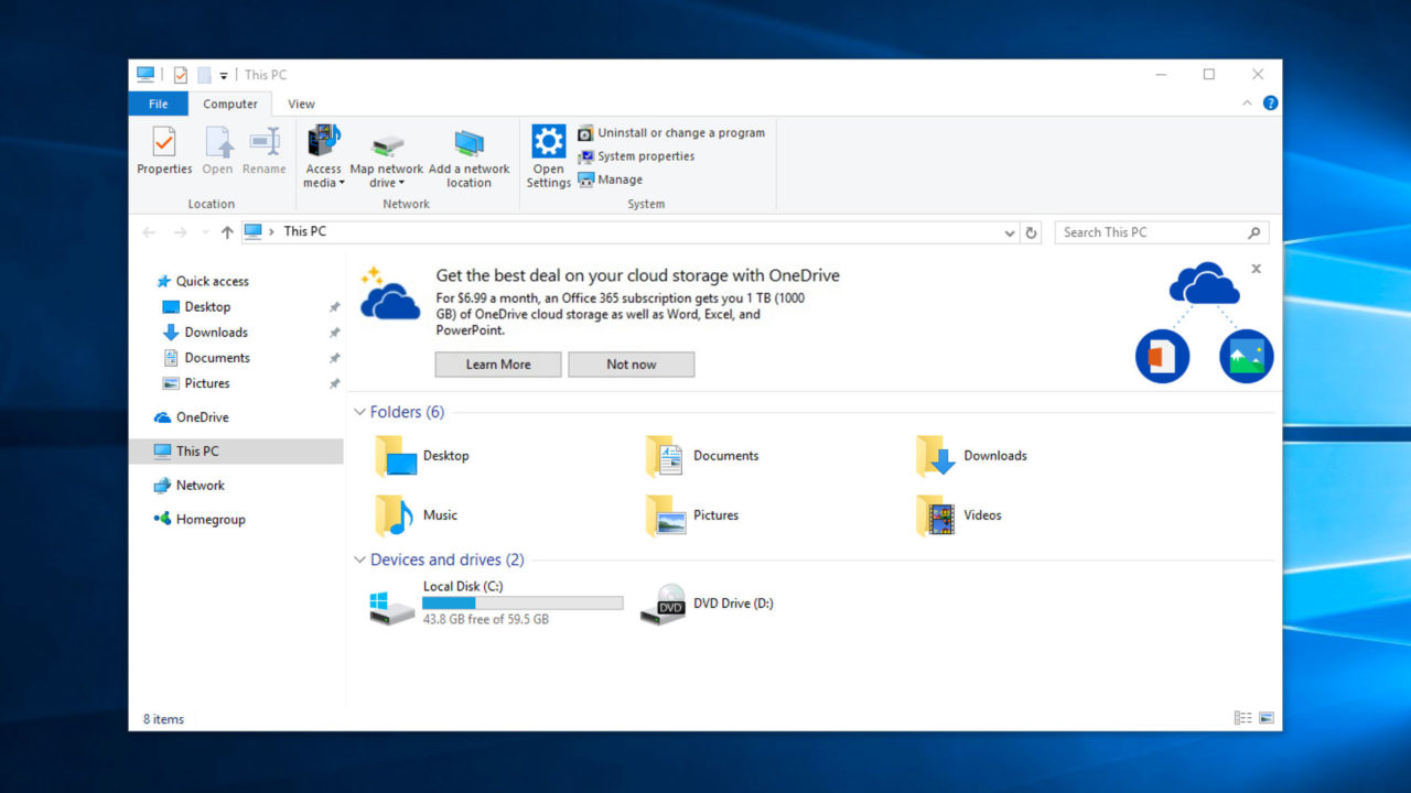 onedrive ad windows 10