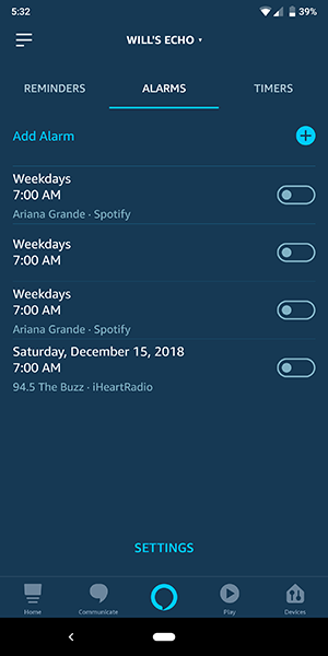 alexa spotify alarm