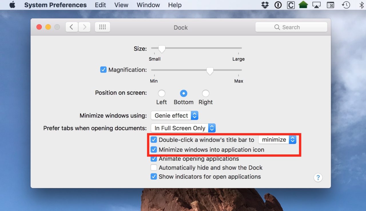 how to hide mac dock in full screen