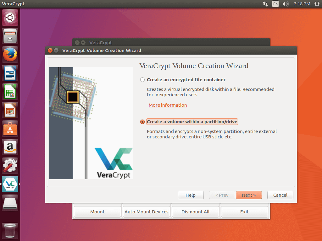 VeraCrypt select Volume