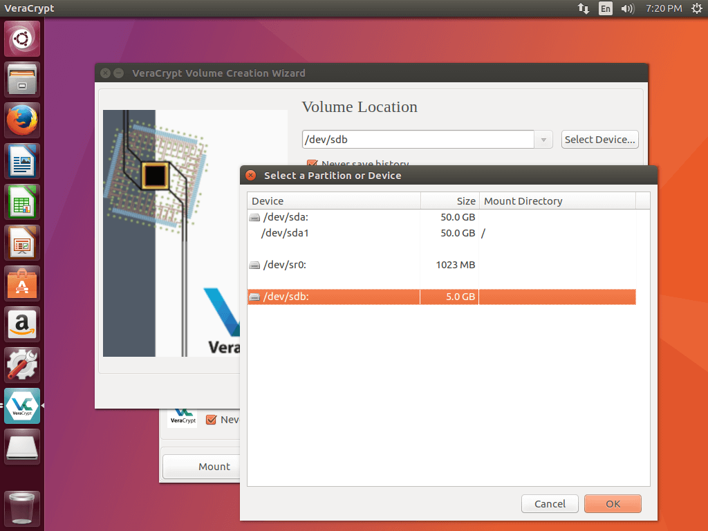 VeraCrypt choose volume location