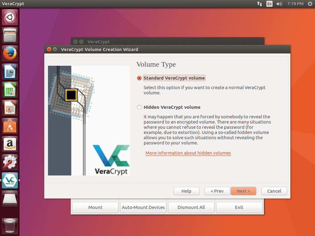 VeraCrypt Select Volume Type