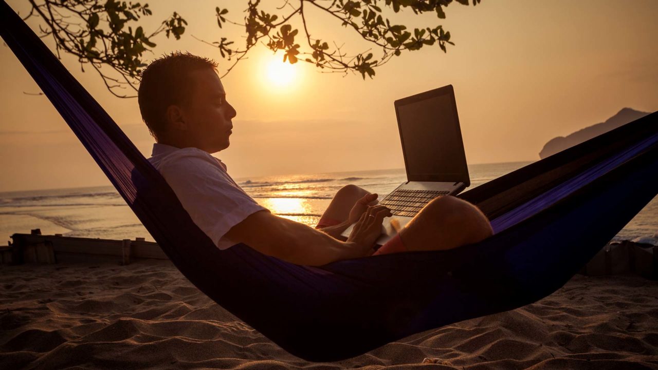 laptop hammock beach