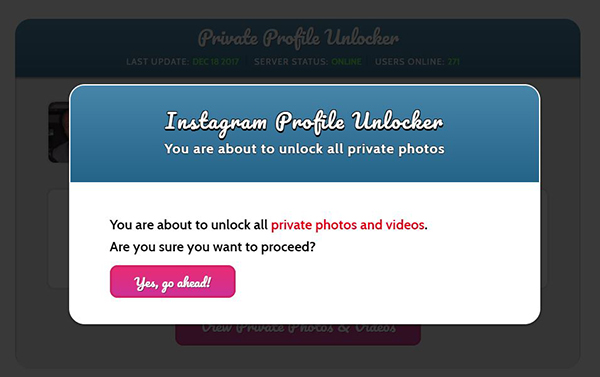 UI of the Instagram unlock photos software