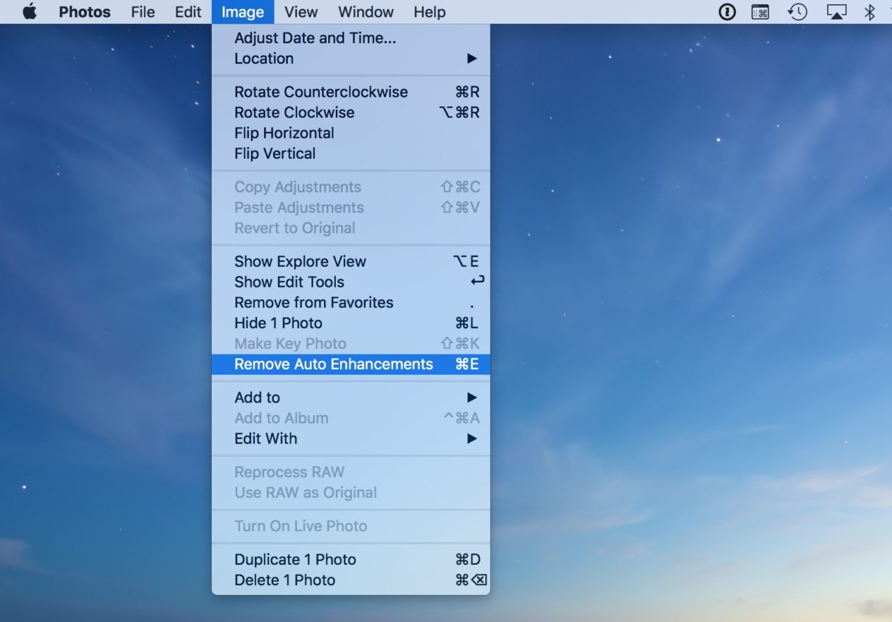 Remove Enhancements Menu Option