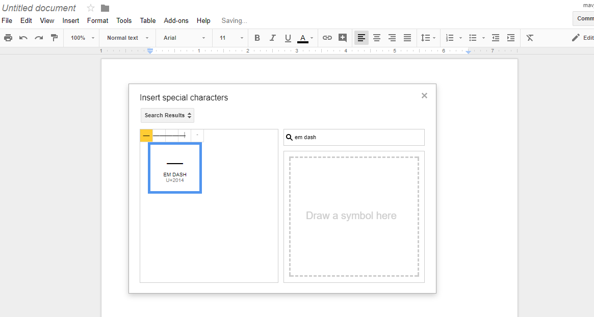 How To Create an Em Dash in Google Docs