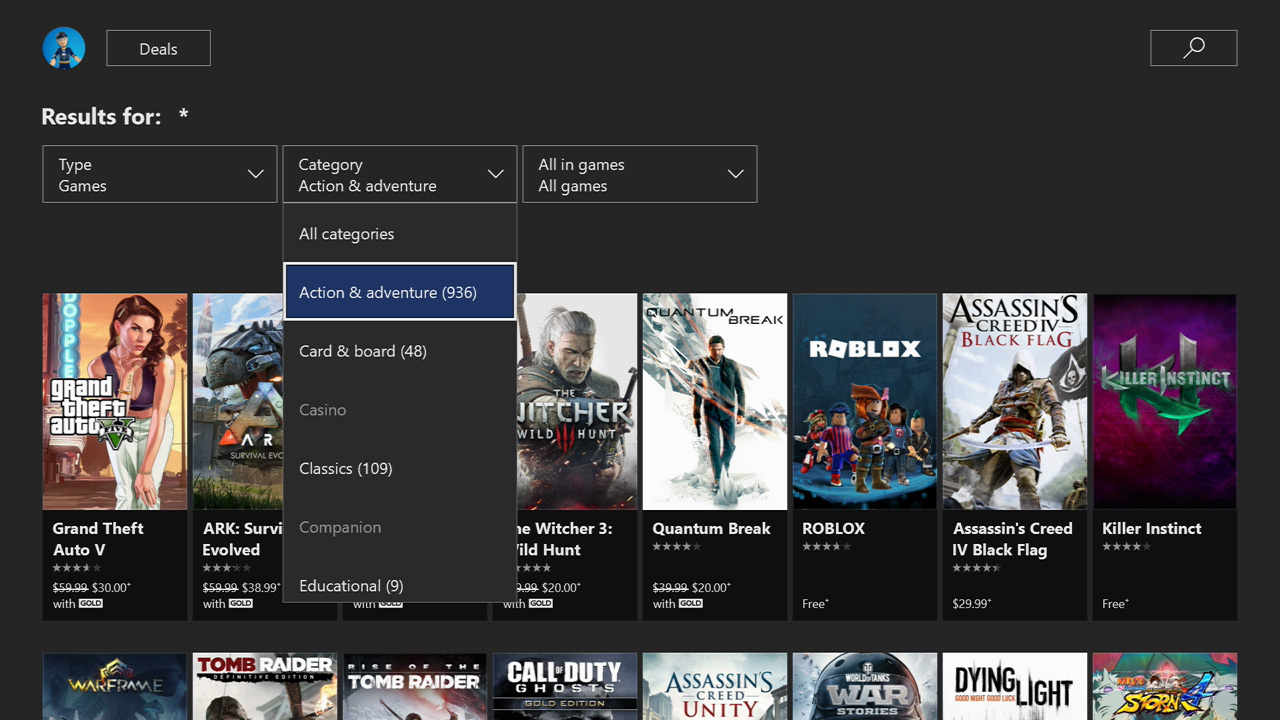 xbox one s game store