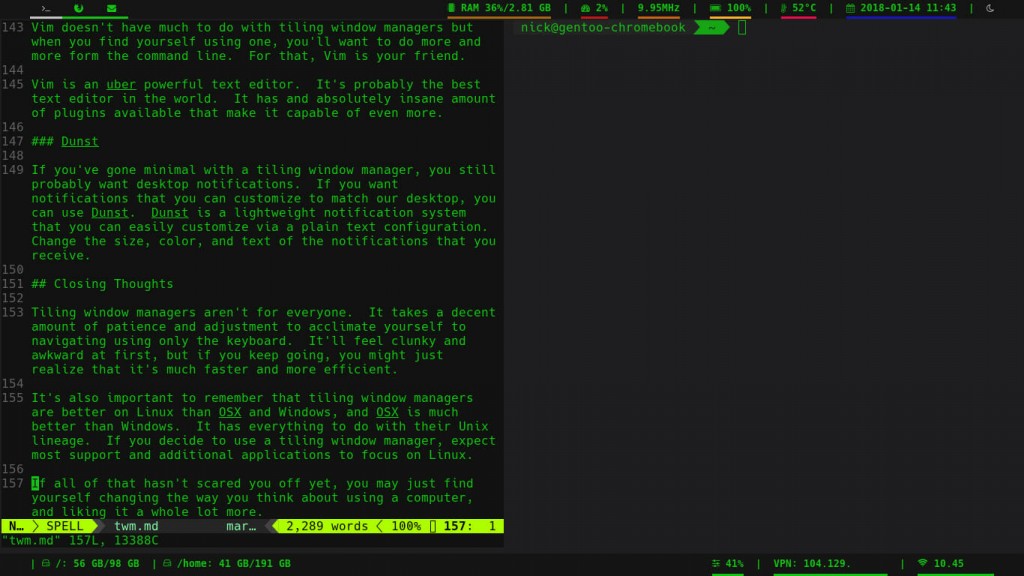 Editing This Article in Vim