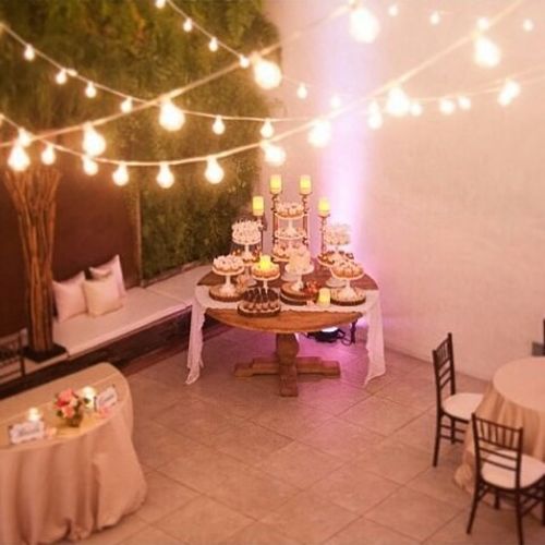 romantic table with sweets,