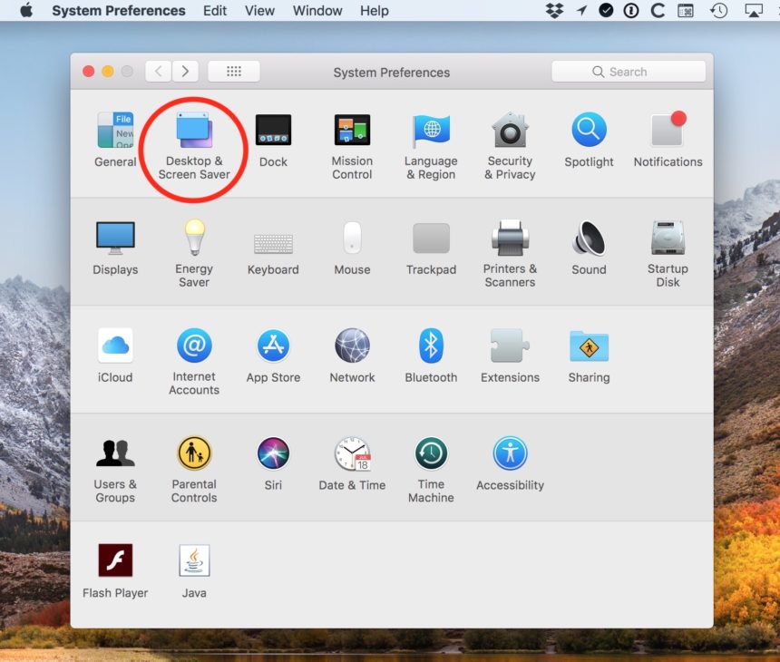 Desktop & Screen Saver Preferences