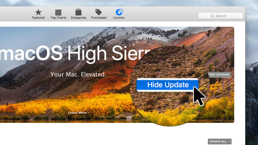 hide high sierra banner mac app store