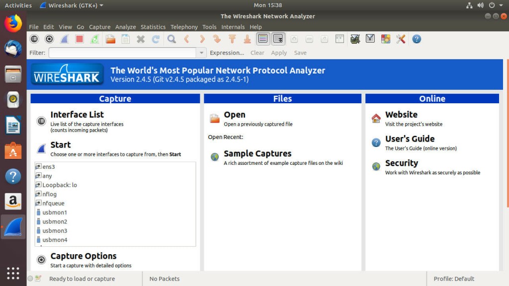 Wireshark Start Screen