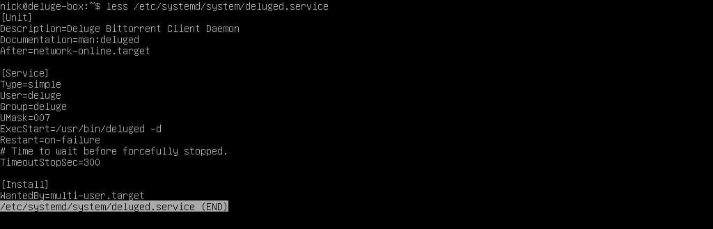Deluge Systemd Service