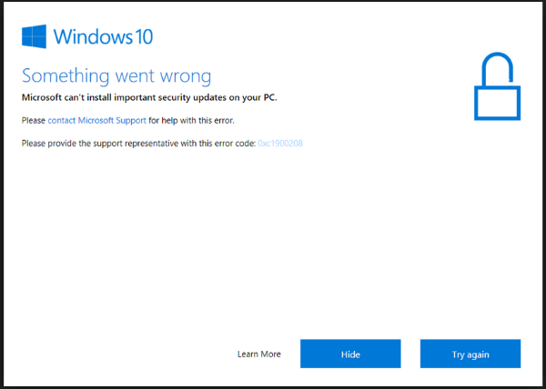 How to fix error 0xc1900208 in Windows 10