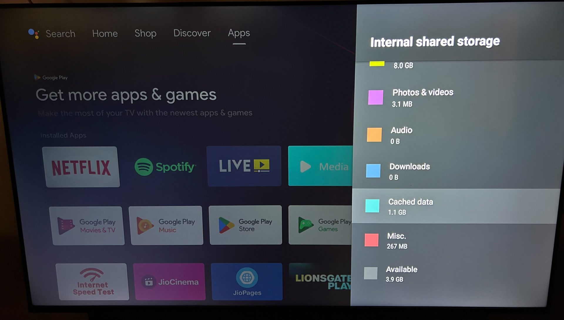 Android TV Cached Data