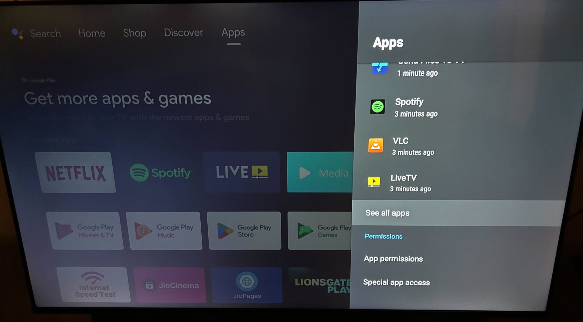 Android TV See all apps option
