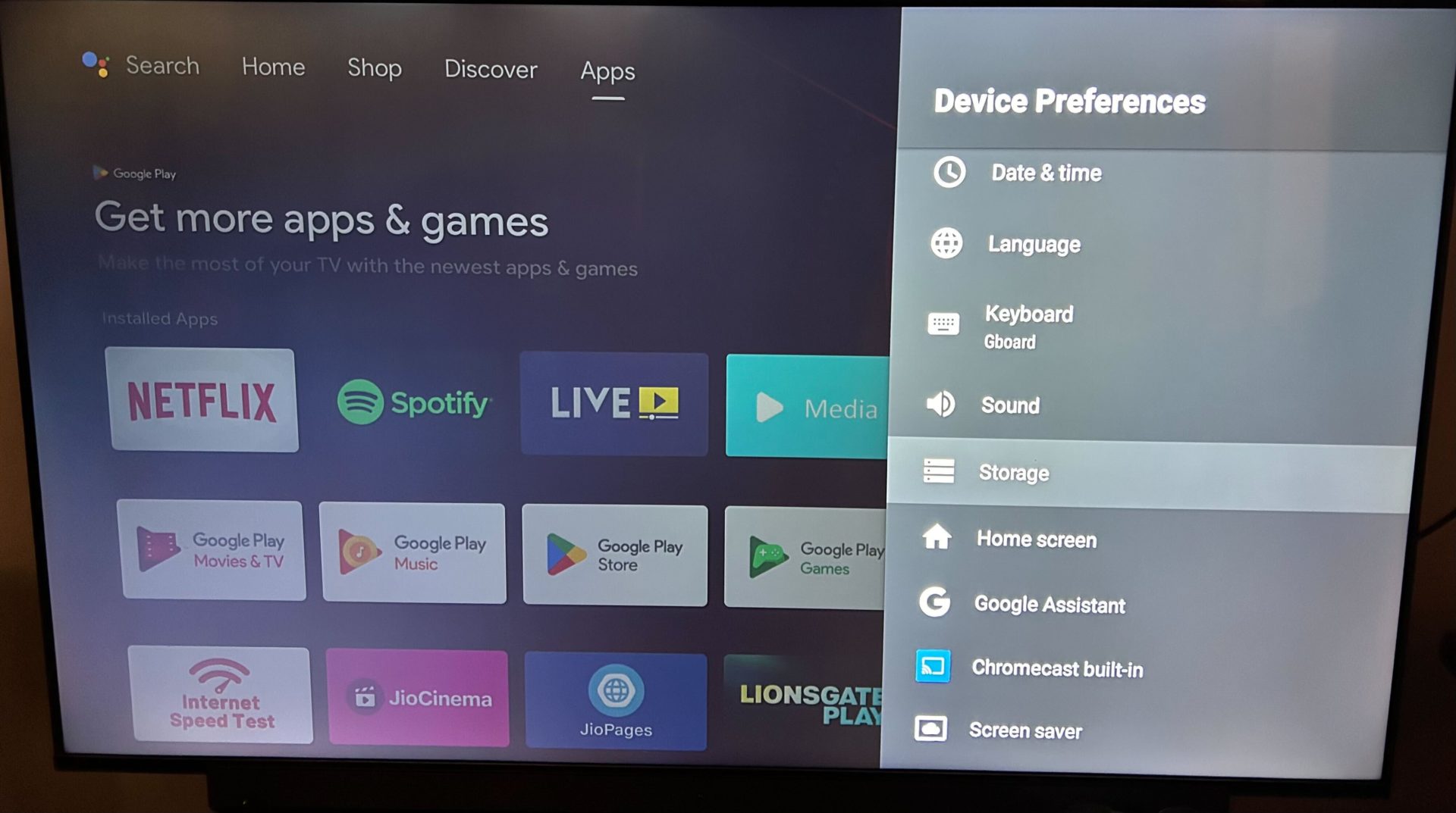 Android TV Storage option