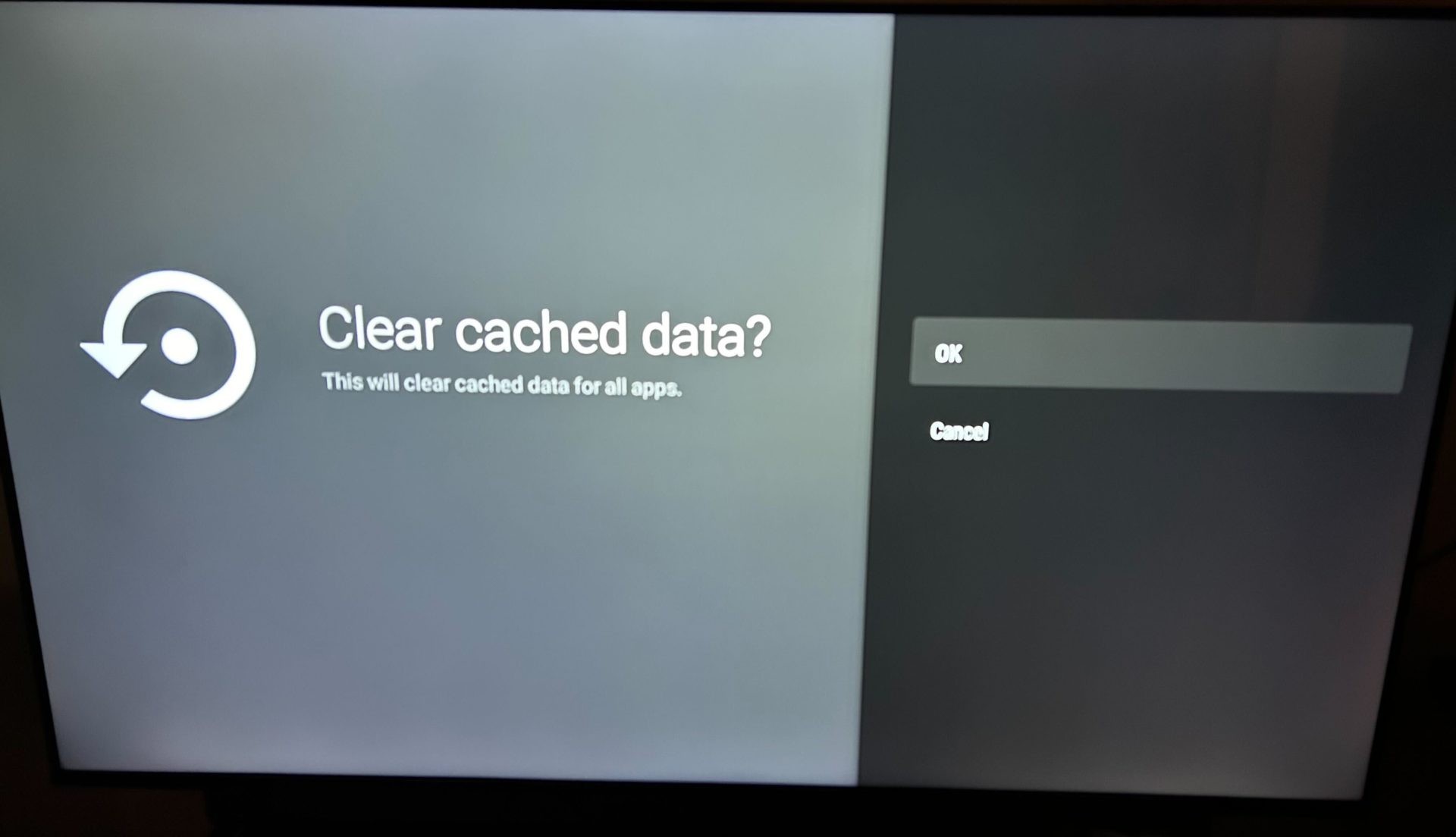 Android TV remove cached data