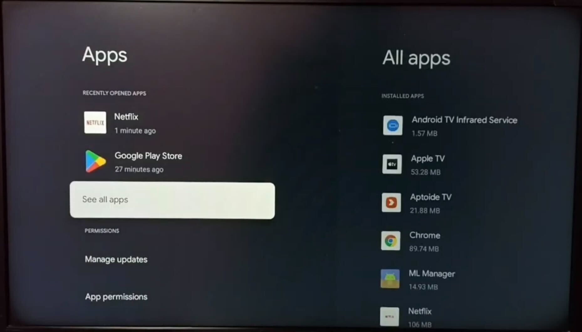 Google TV See all apps