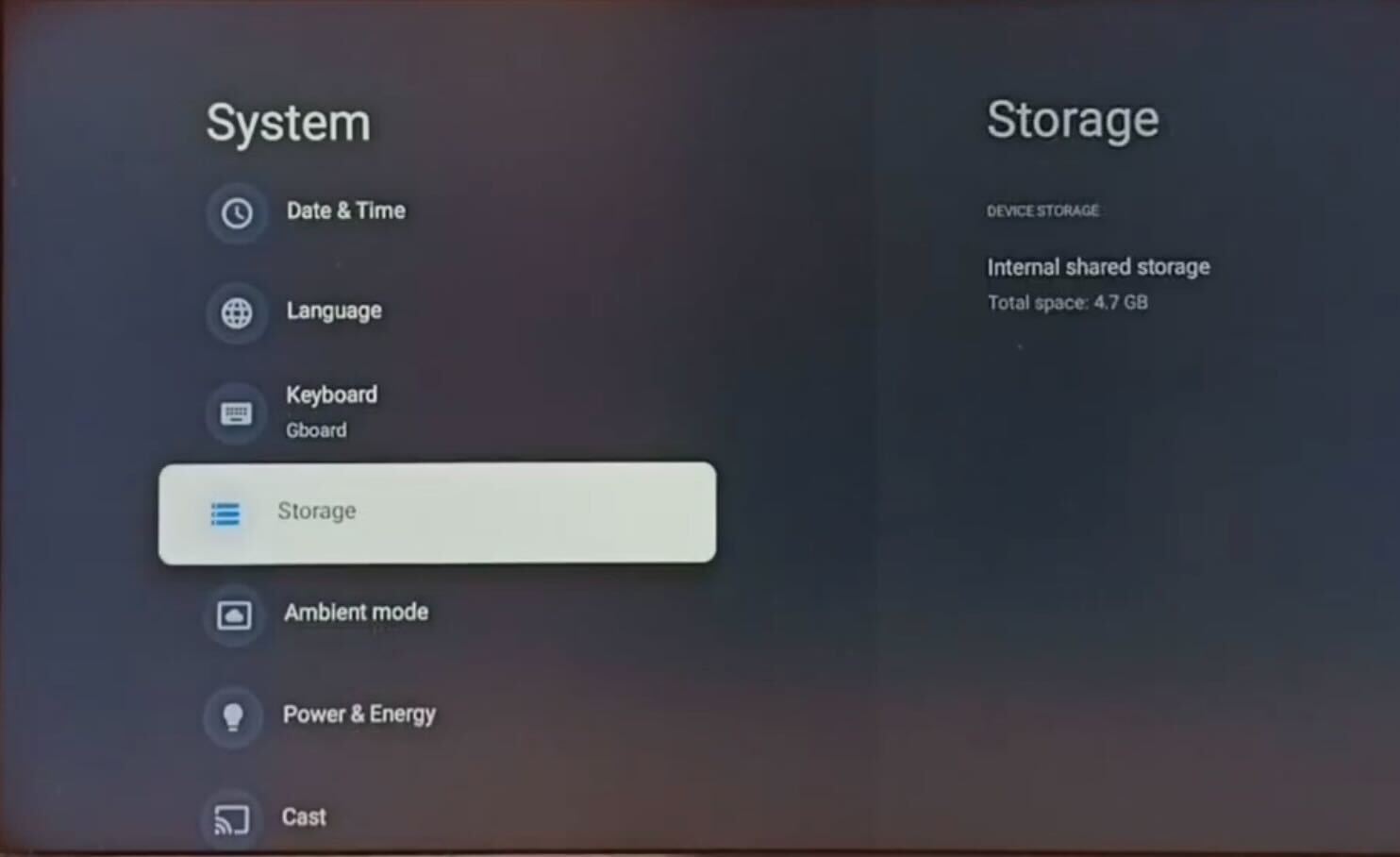 Google TV Storage