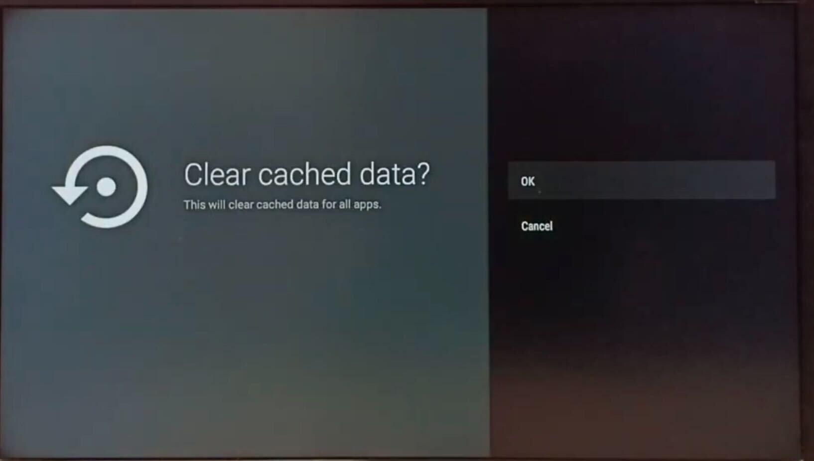 Google TV clear cached data